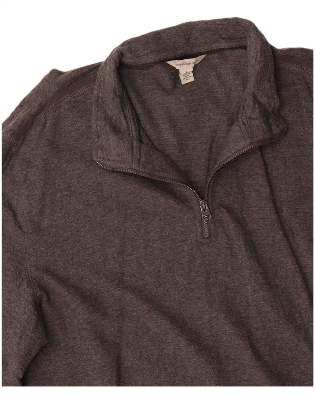 CALVIN KLEIN JEANS Herre Zip Neck Jumper Sweater Stor Grå Bomuld