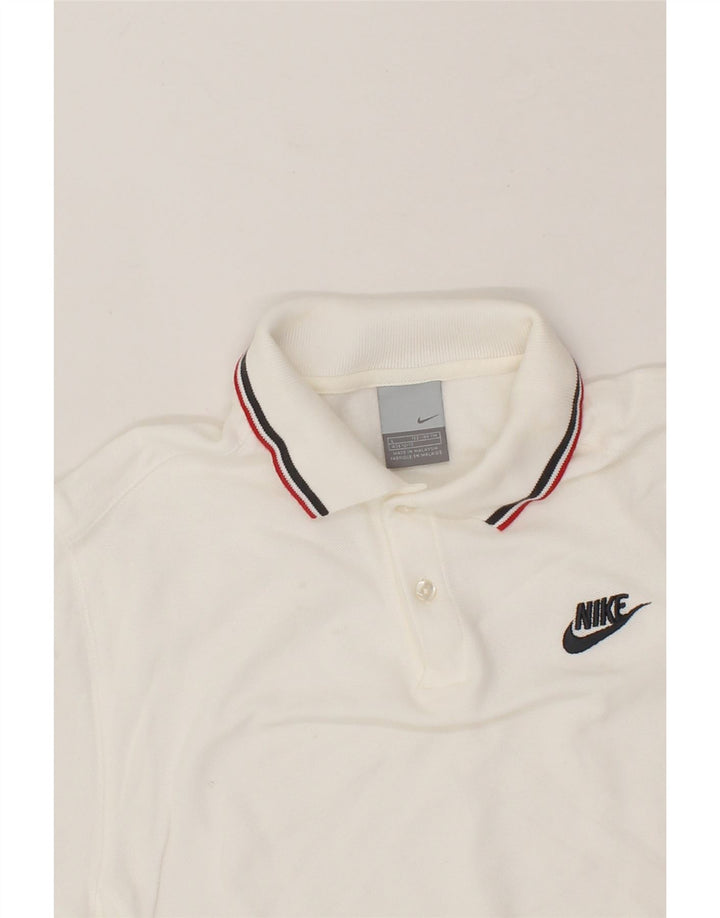 NIKE Girls Polo Shirt 12-13 Years Large White Vintage Nike and Second-Hand Nike from Messina Hembry 