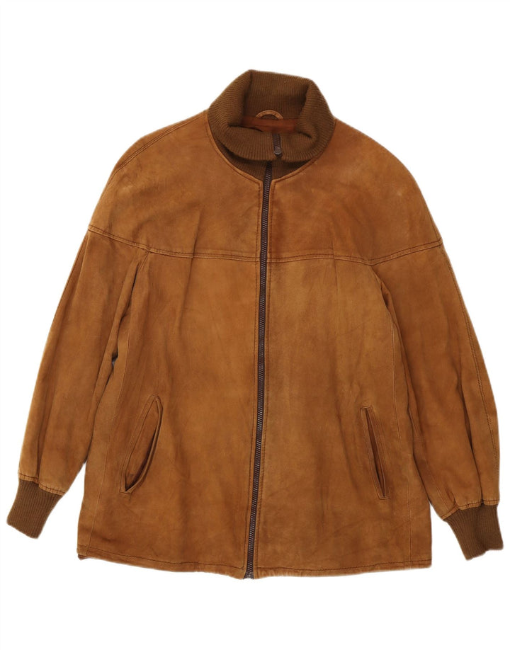 Vintage dame ruskindsjakke IT 48 XL brunt læder