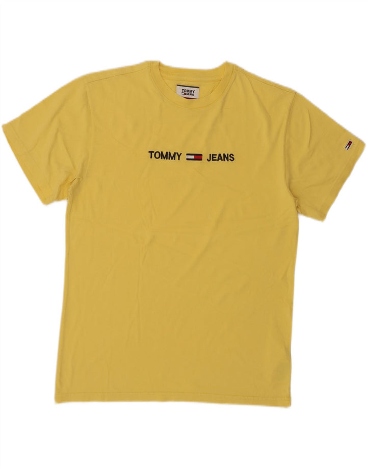 TOMMY HILFIGER Mens Graphic T-Shirt Top Small Yellow Cotton