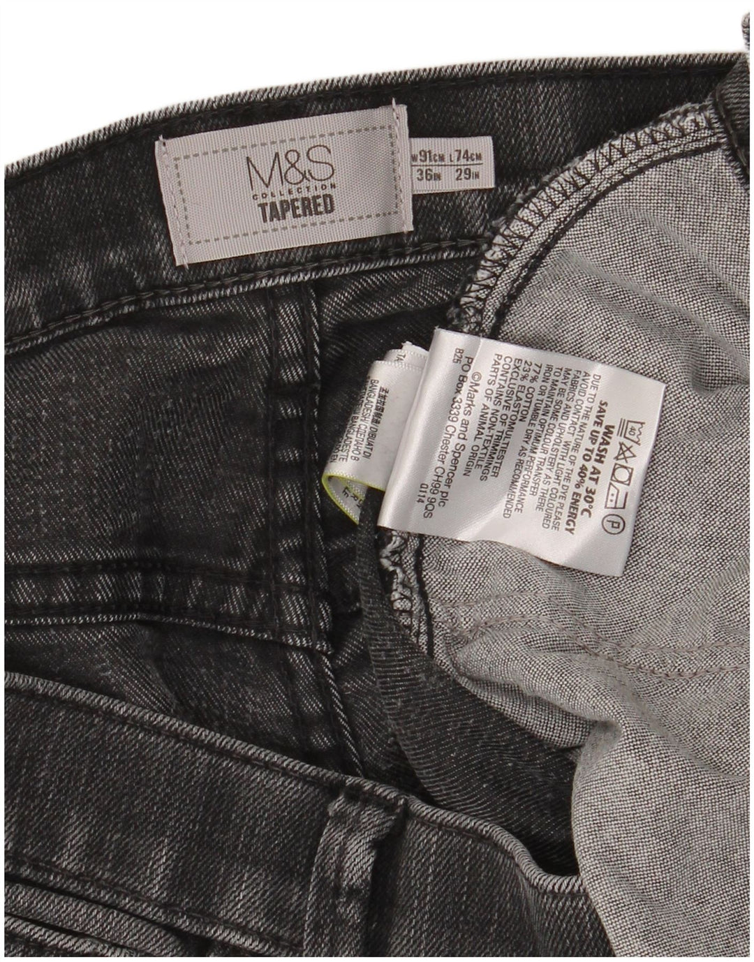 Marks & Spencer Herre Tapered Jeans W36 L29 Grå Bomuld