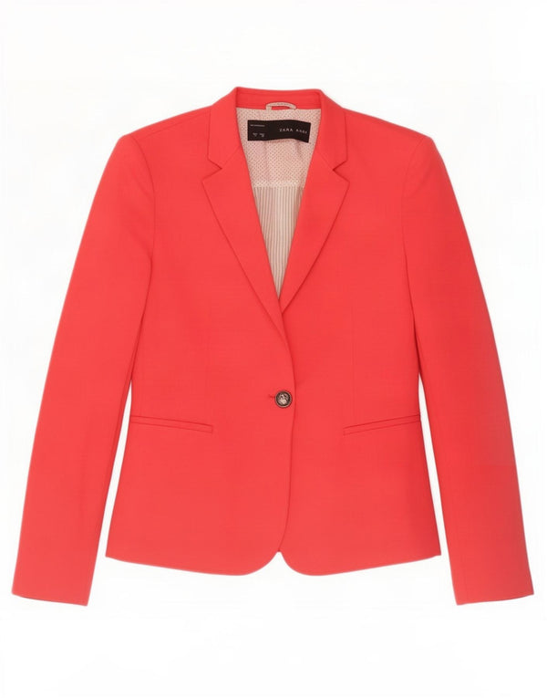Zara Dame 1 Knap Blazer Jacket UK 10 Lille Rød