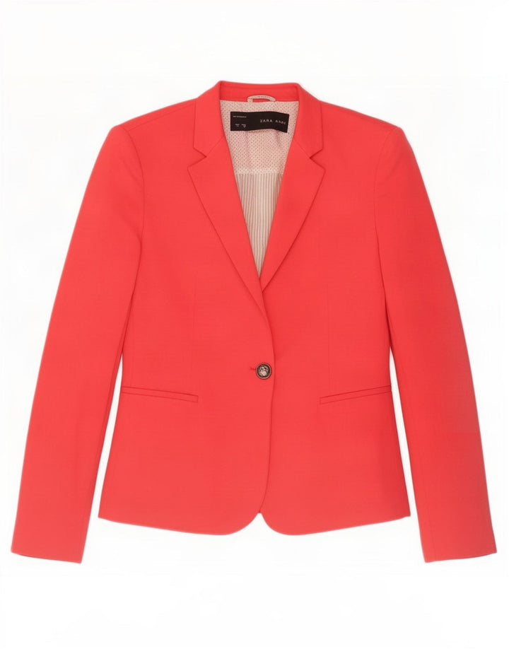 Zara Dame 1 Knap Blazer Jacket UK 10 Lille Rød