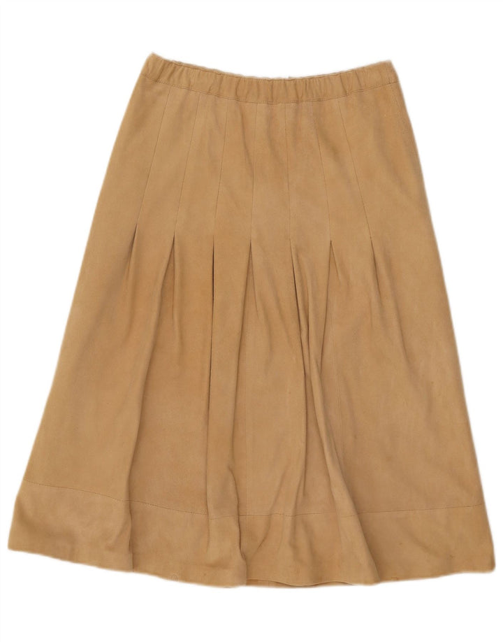 Vintage ruskindsnederdel til kvinder W30 mellembeige læder