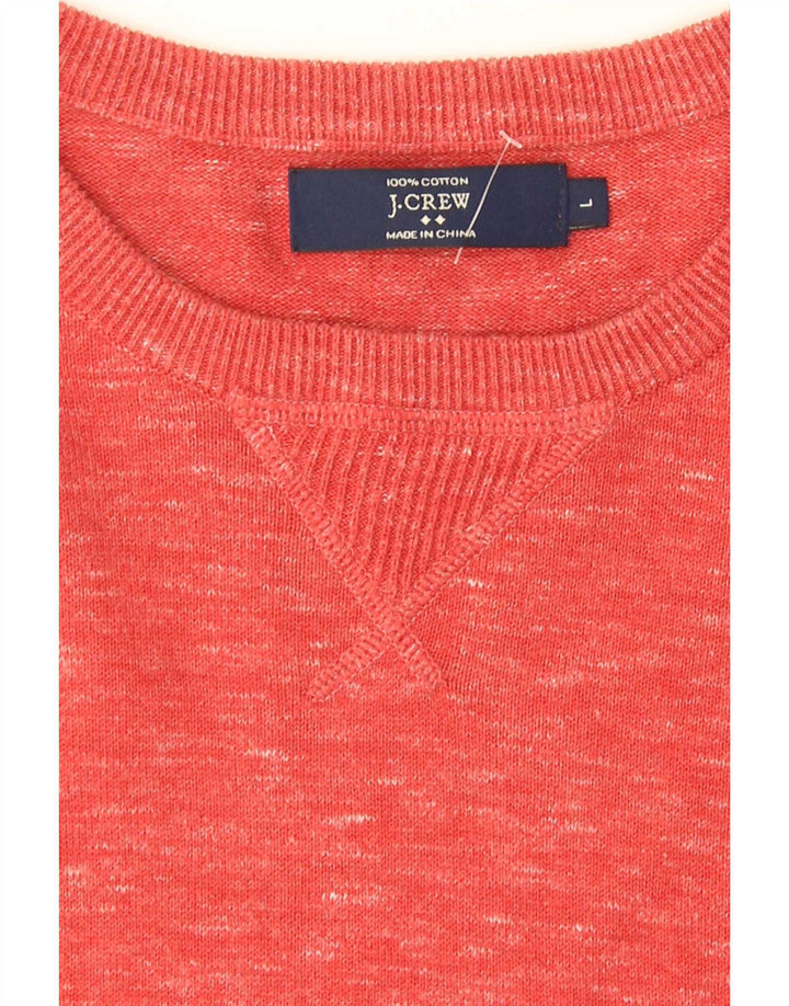 J. Crew Herre Neck Jumper Sweater Stor rød Flecked Bomuld