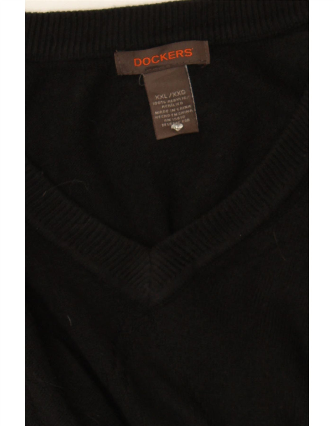 DOCKERS Mens V-Neck Jumper Sweater 2XL Black Acrylic Vintage Dockers and Second-Hand Dockers from Messina Hembry 