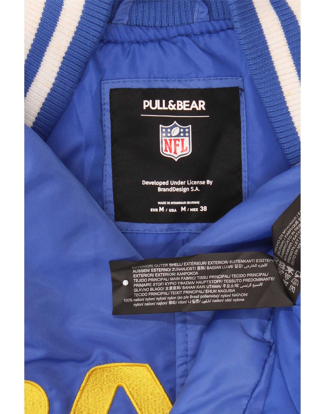 Pull & Bear Herre Los Angeles Rams Varsity Jacket UK 38 Medium Blue Sports