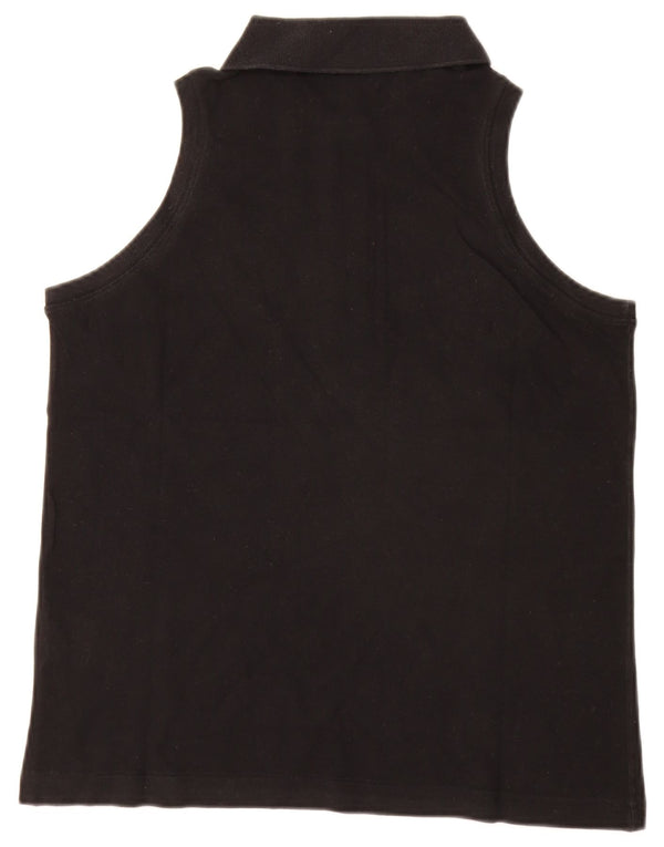 Sergio Tacchini Dame ærmeløs poloshirt UK 14 Medium Sort Bomuld