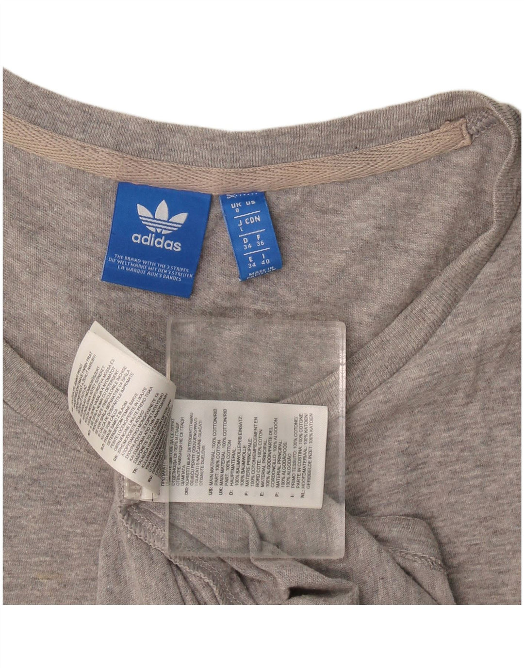Adidas Dame Tunika Grafisk Vest Top UK 8 Lille Grå Bomuld