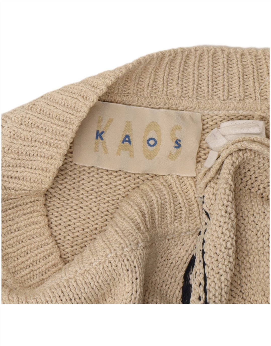 KAOS Herre sweater med rund hals, stor hvid Fair Isle