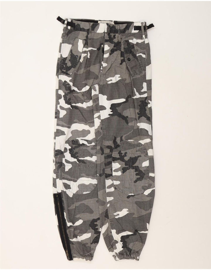 Vintage dame jogger cargo bukser IT 44 Medium W30 L31 Grå Camouflage