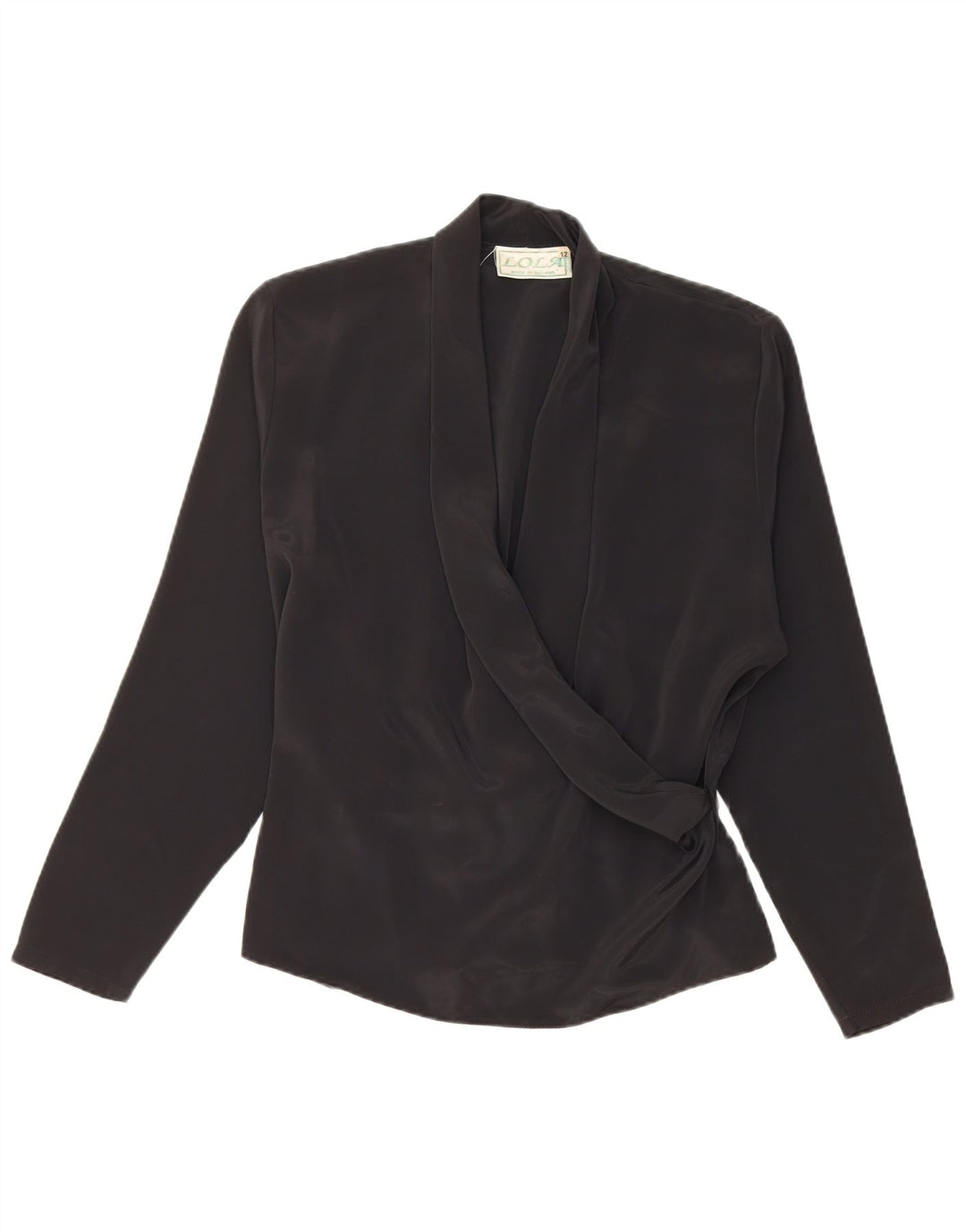 LOLA Dame Langærmet Bluse Top UK 12 Medium Sort