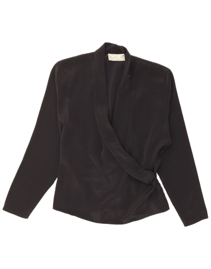 LOLA Dame Langærmet Bluse Top UK 12 Medium Sort