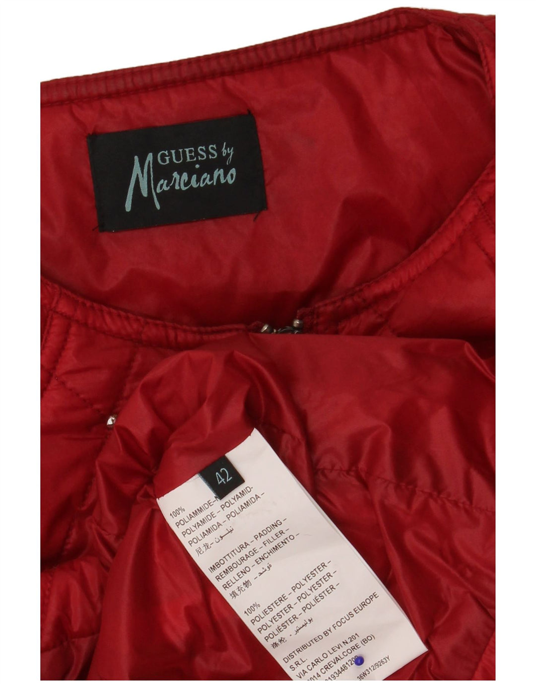 Guess By Marciano Quiltet jakke til kvinder IT 42 Medium rød plettet polyamid