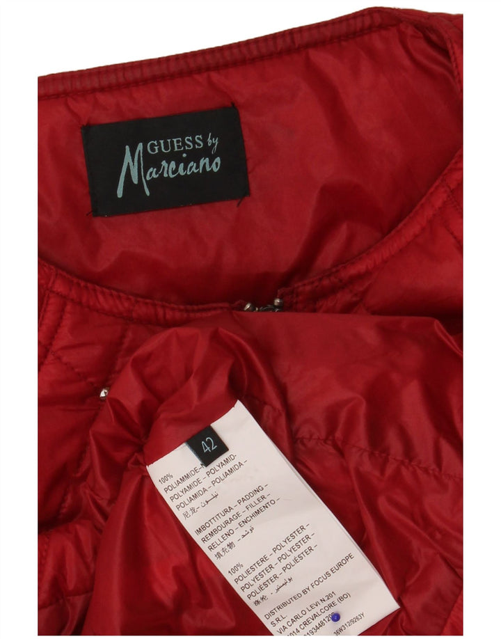 Guess By Marciano Quiltet jakke til kvinder IT 42 Medium rød plettet polyamid
