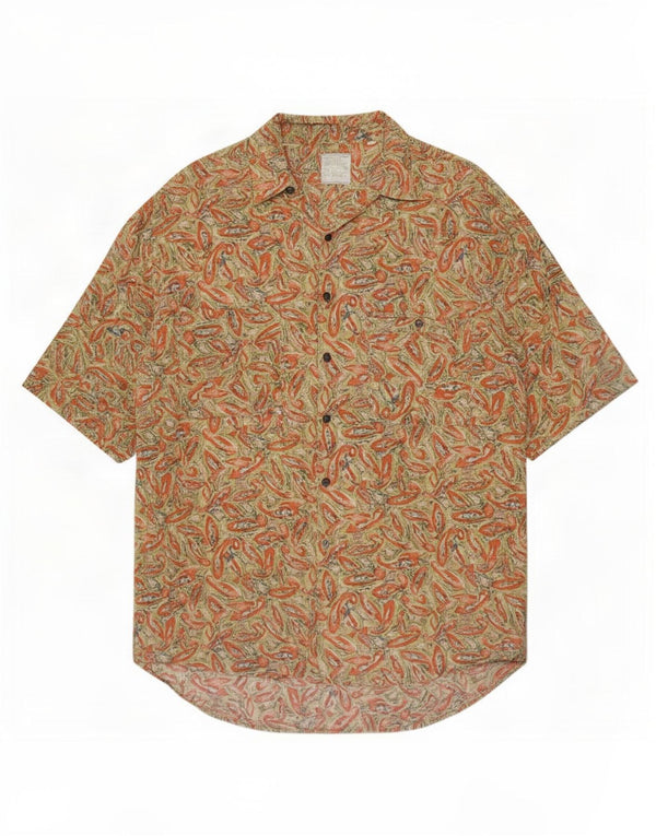 Vintage Mens Short Sleeve Shirt Large Multicoloured Paisley