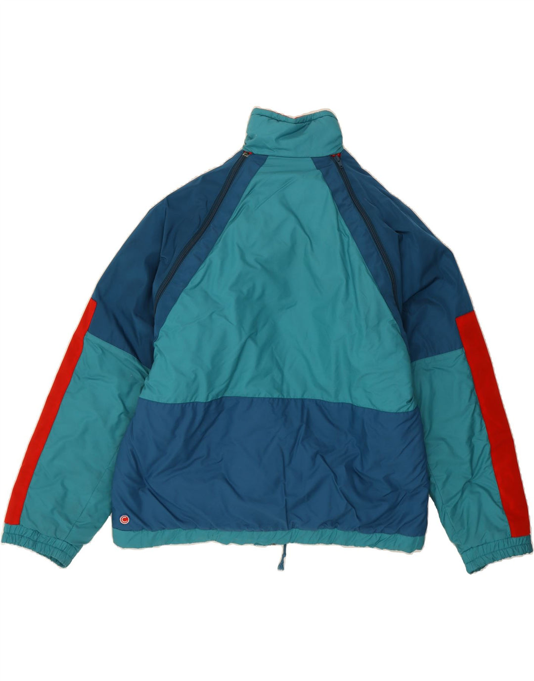 COLMAR Mens Padded Jacket IT 54 Large Blue Colourblock Polyamide Vintage Colmar and Second-Hand Colmar from Messina Hembry 