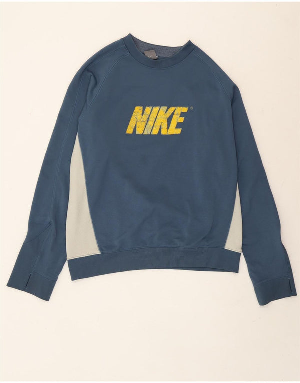 Nike grafisk sweatshirt til mænd UK 42/44 Stor marineblå farveblok