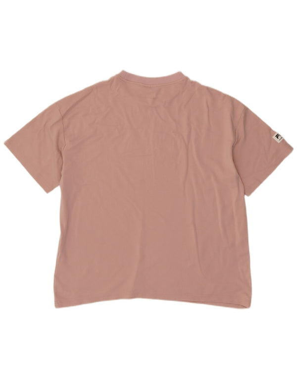 FILA Dame Oversized grafisk T-shirt Top UK 16 Large Pink Viscose