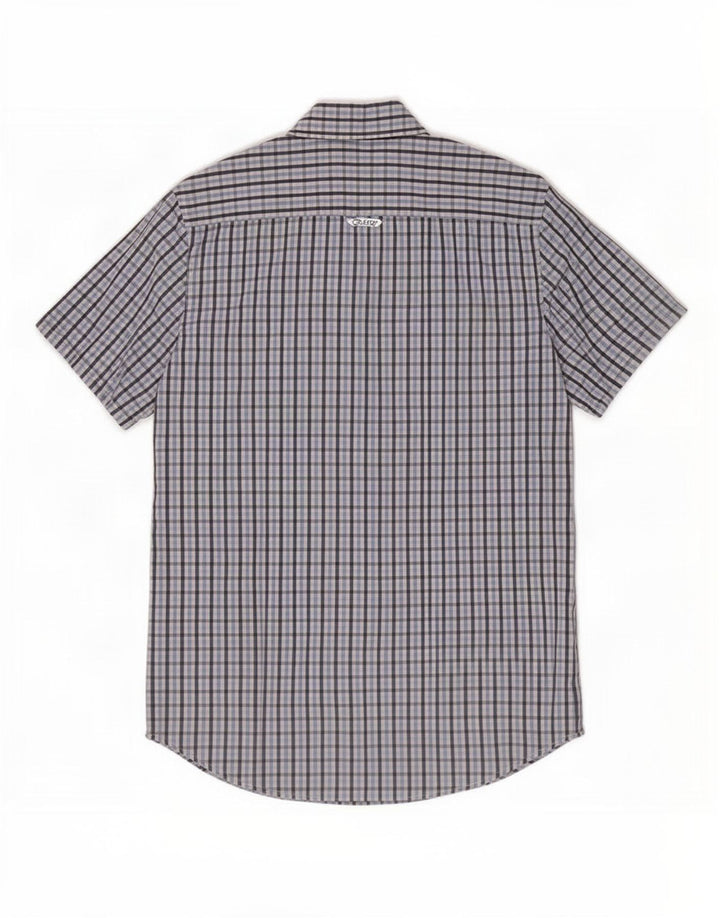 Crew Clothing Herre kortærmet skjorte Medium Blue Gingham Cotton