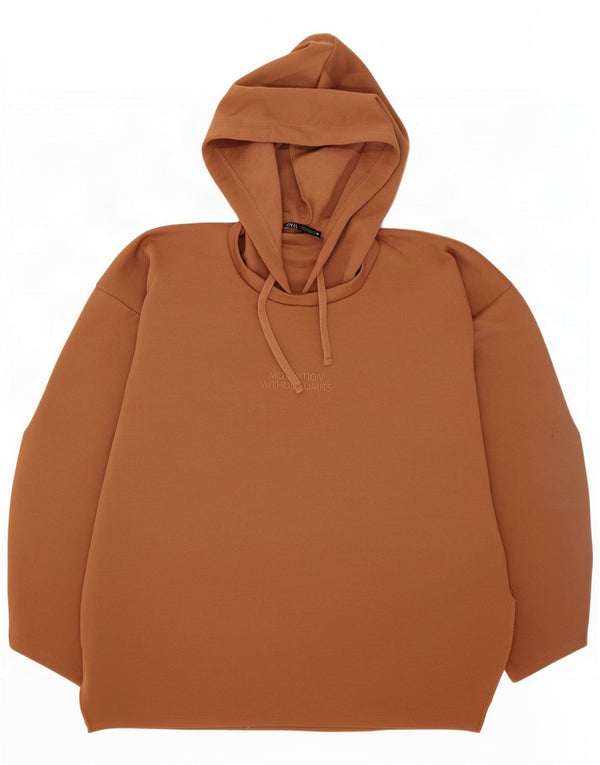 Zara Graphic Oversized Hoodie Jumper UK 10 Small Brown
