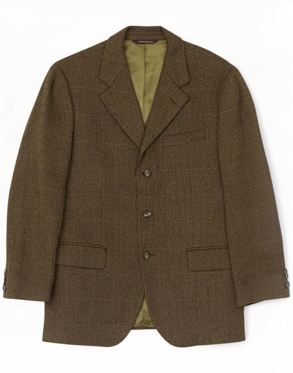 John Ashfield Mens 3 Button Blazer Jacket IT 50 Large Khaki Herringbone