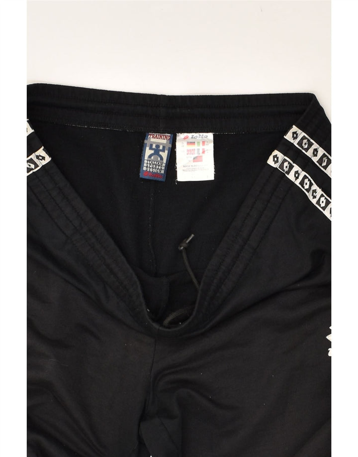 LOTTO Mens Graphic Tracksuit Trousers UK 38-40 Medium Black Polyester | Vintage Lotto | Thrift | Second-Hand Lotto | Used Clothing | Messina Hembry 