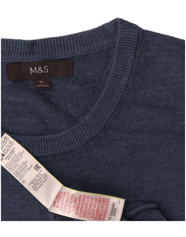 Marks & Spencer Herre sweater med rund hals XL marineblå akryl