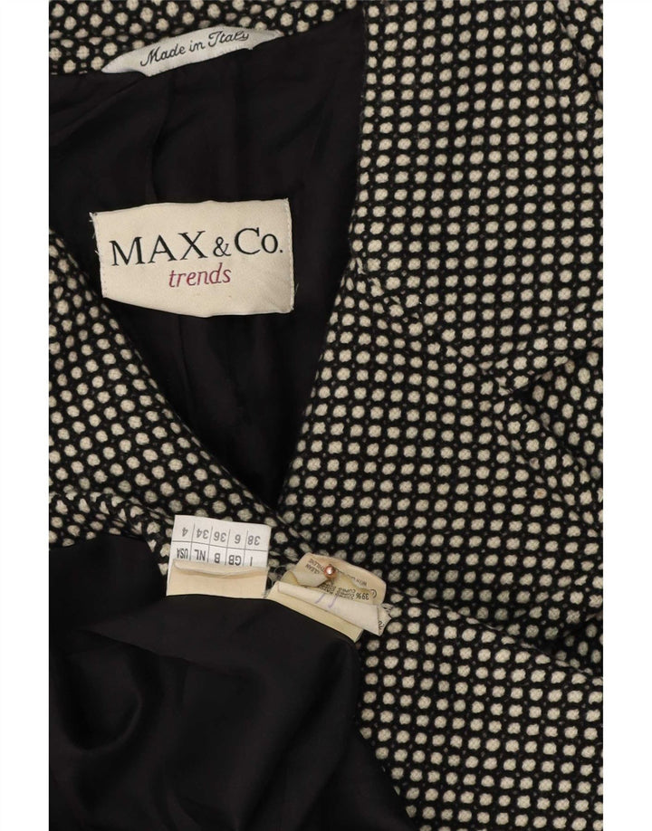 Max & Co. Dame Oversized Dobbeltradet Frakke UK 6 XS Black Spotted Cupro