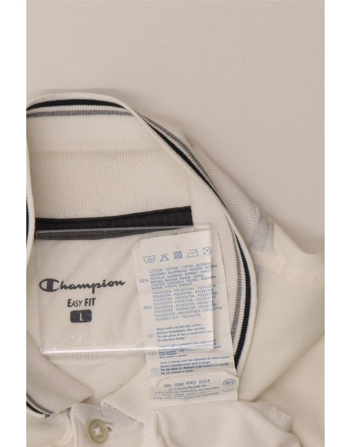 CHAMPION Herre Easy Fit Polo Shirt Stor hvid bomuld