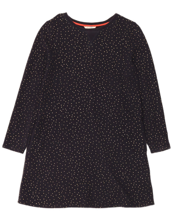 Boden Dame Langærmet T-Shirt Kjole UK 12 Medium Navy Blue Spotted