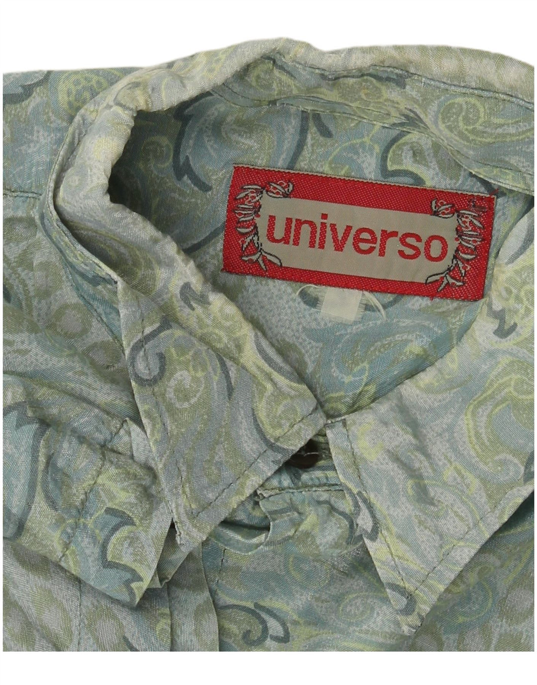 Vintage kortærmet herreskjorte XL blå Paisley