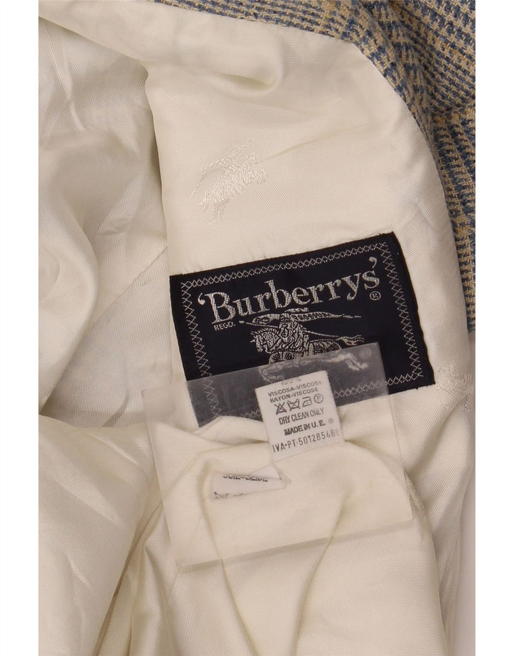 Burberrys Dame 3-knaps blazerjakke UK 12 Medium Blue Houndstooth