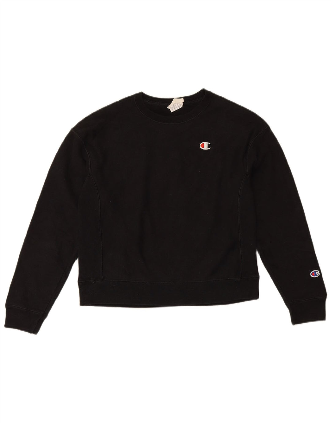 Champion Womens Reverse Weave Sweatshirt Jumper UK 10 Small Black Bomuld