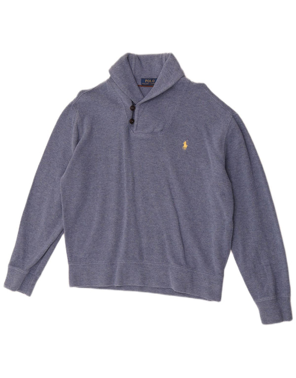 Polo Ralph Lauren Herre Shawl Neck Jumper Sweater Medium Blue Flecked Bomuld