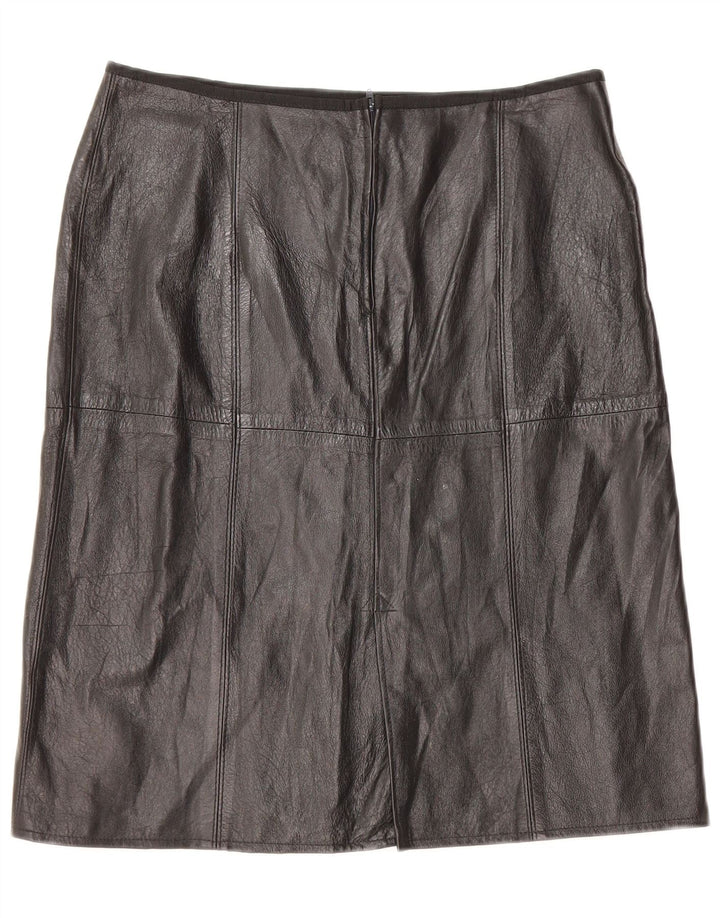 VINTAGE Womens Leather Skirt W32 Large Black