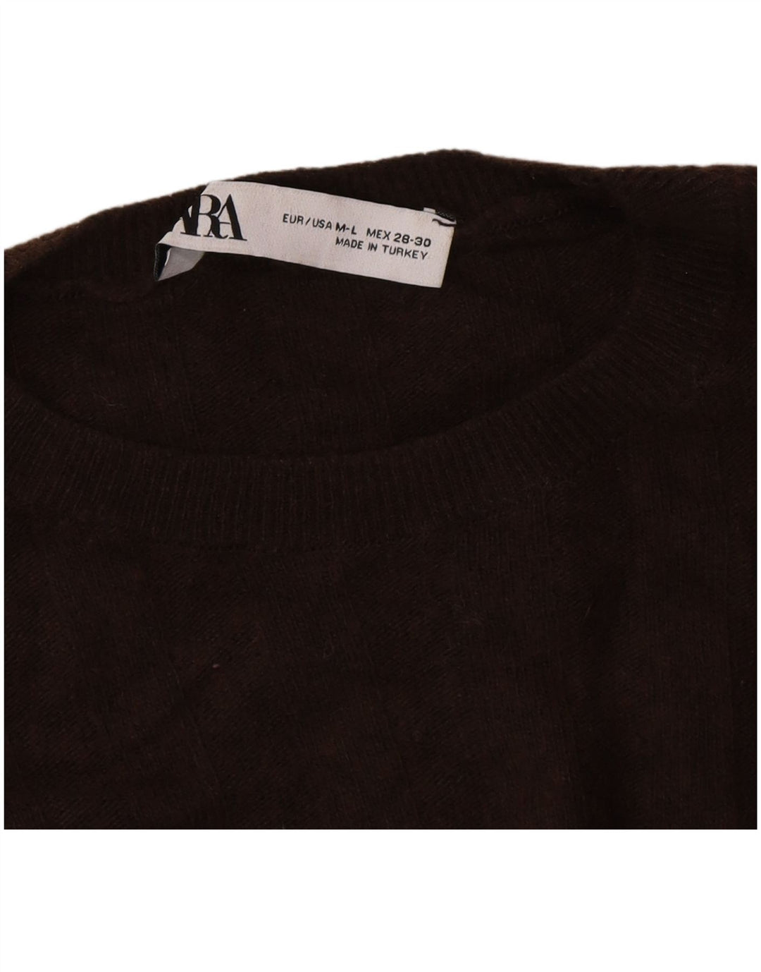 Zara Herre Loose Fit Crew Neck Jumper Sweater Medium Brown