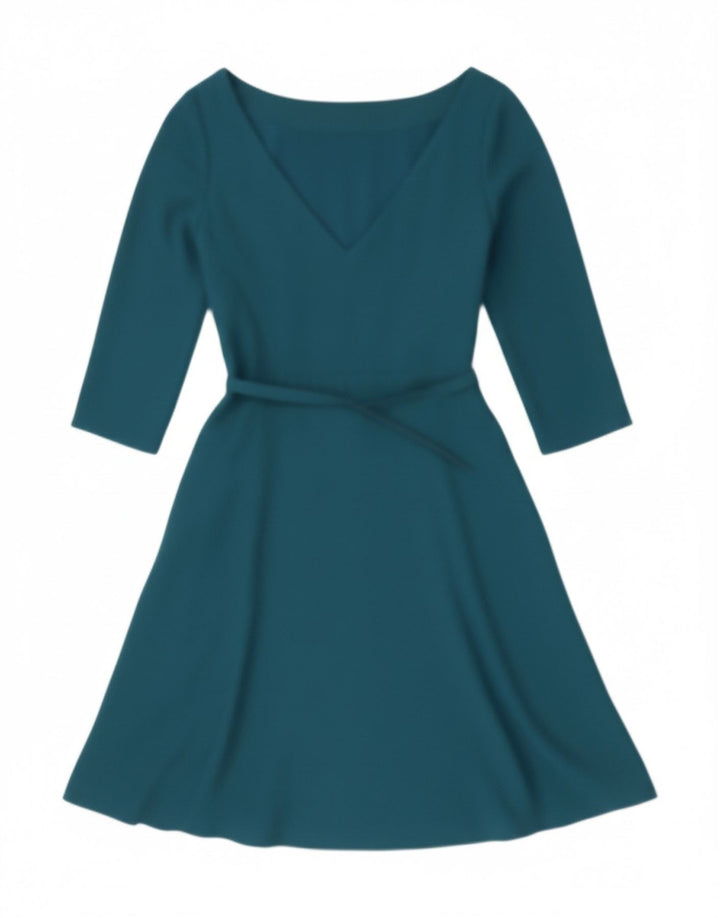 COAST Womens 3/4 Sleeve A-Line Dress UK 10 Small Blue Polyester Vintage Coast and Second-Hand Coast from Messina Hembry 