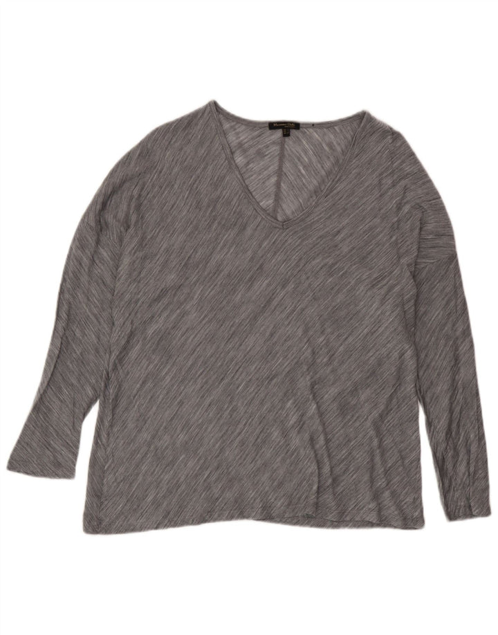 Massimo Dutti Dame Oversized Top 3/4 ærme UK 10 Små Grå Stribet