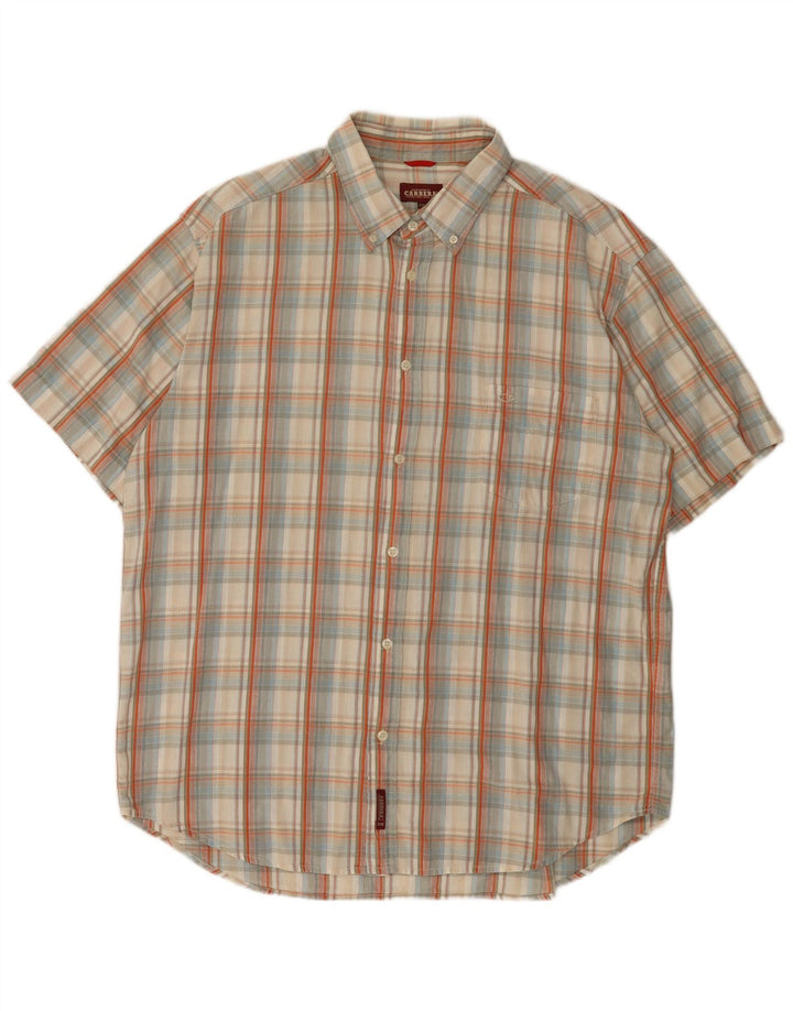 Carrera kortærmet herreskjorte 2XL beige ternet bomuld