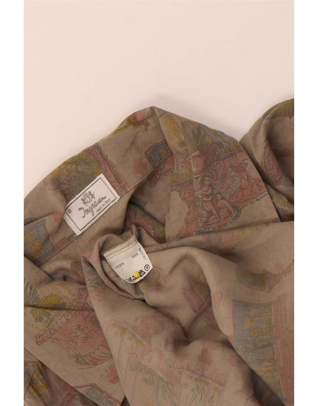 Ingram Herre grafisk kortærmet skjorte XL Beige Viscose