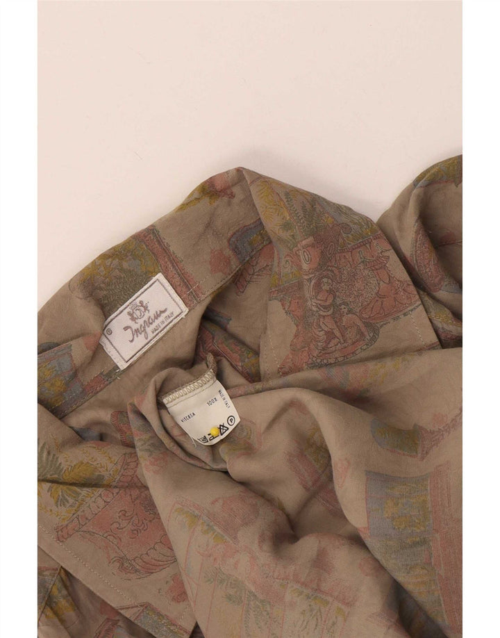 Ingram Herre grafisk kortærmet skjorte XL Beige Viscose