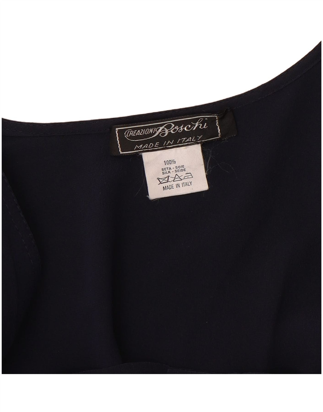 Vintage Dame Dobbeltradet Blazer Jacket UK 16 Large Navy Blue Silk