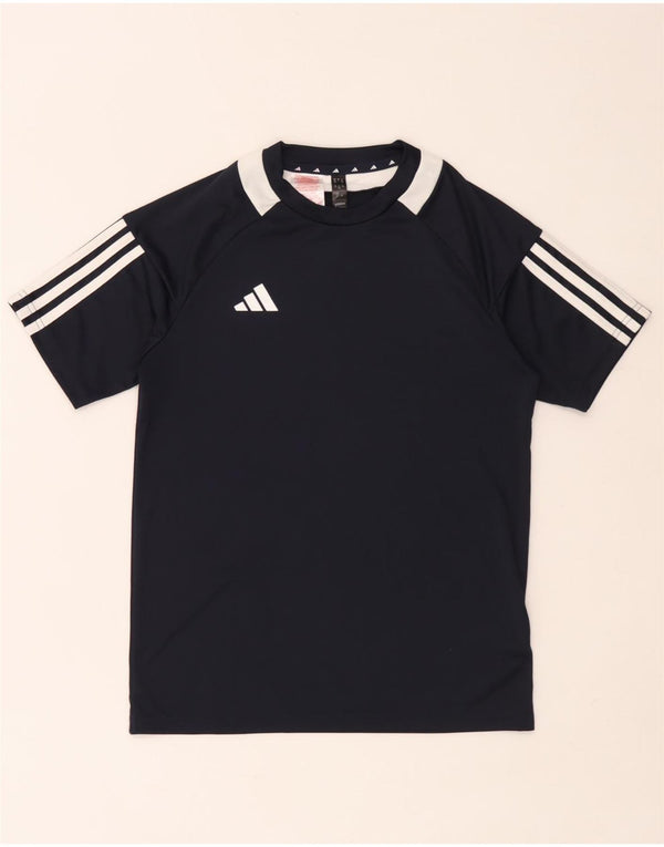 Adidas Boys Aeroready T-Shirt Top 13-14 år Navy Blue Colourblock