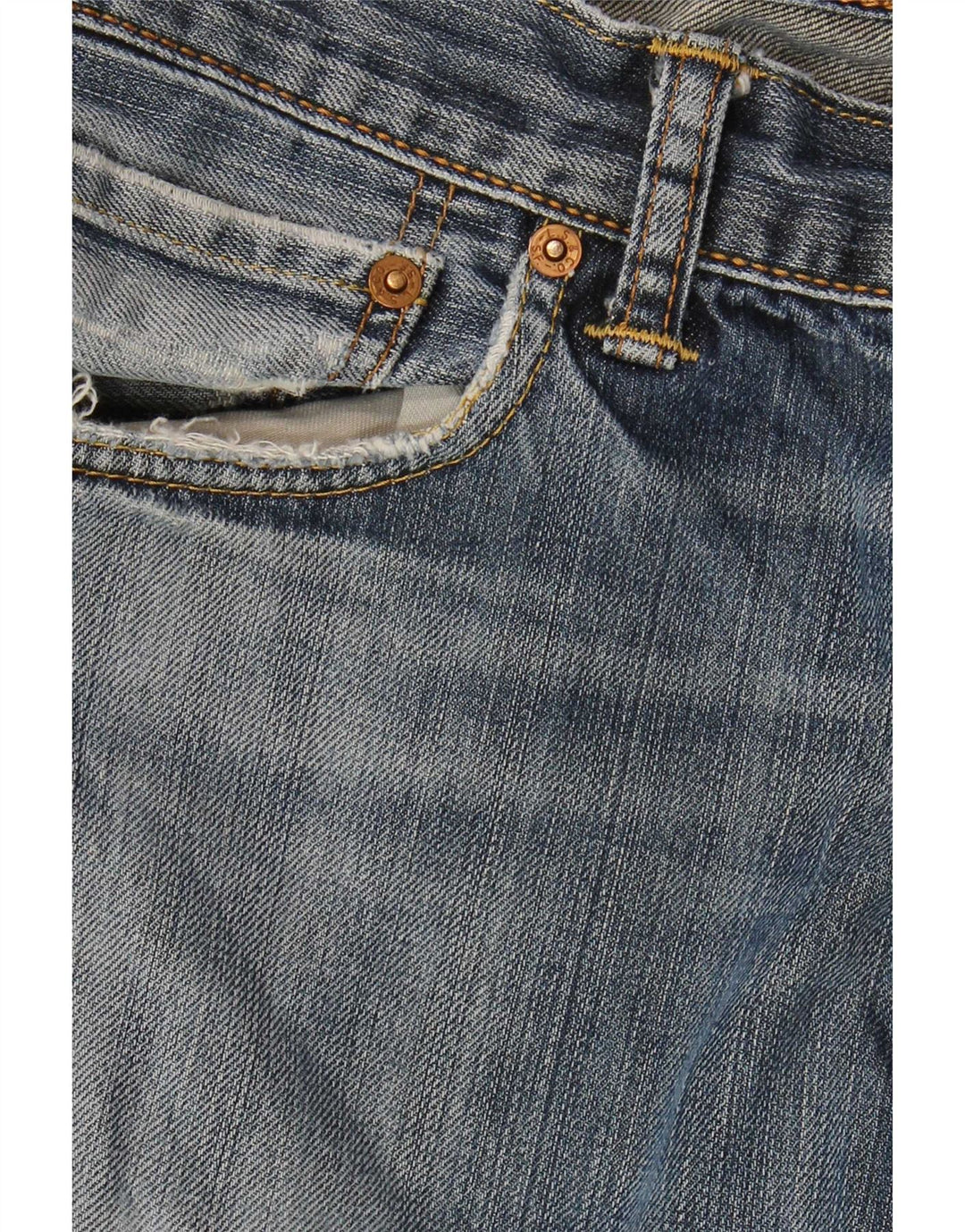 Levi's Herre 501 Distressed Straight Jeans W33 L36 Blå Bomuld