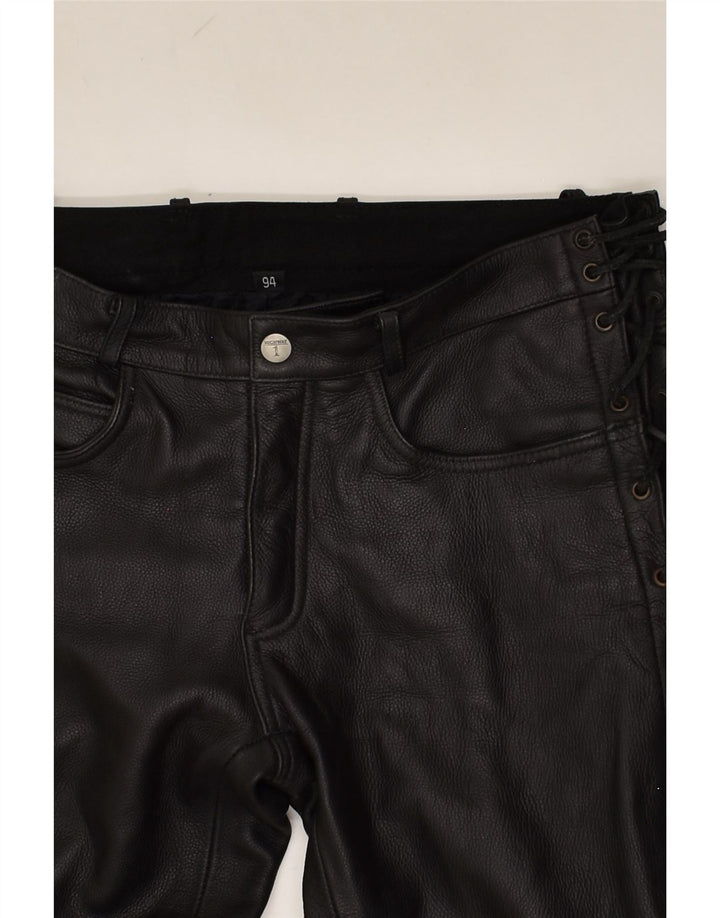 HIGHWAY 1 Dame Læder Casual Bukser W34 L35 Sort Læder