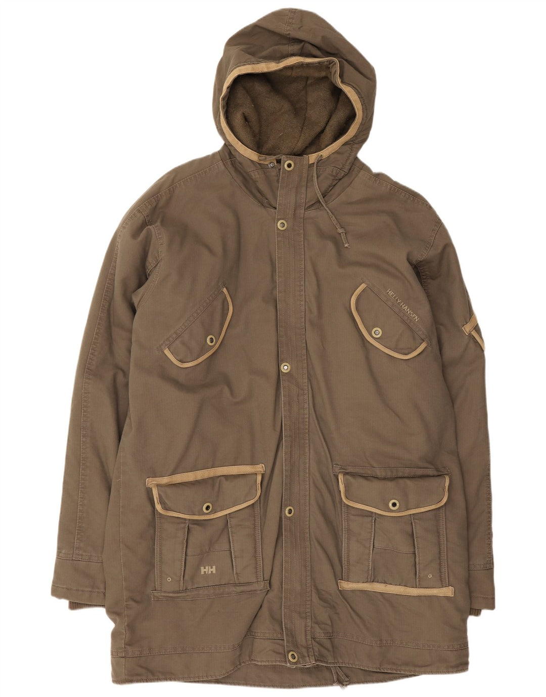 Helly Hansen Herre Hooded Parka Jacket UK 42 XL Brun Bomuld