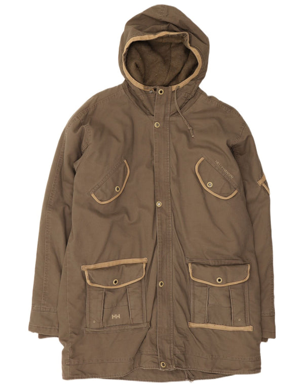Helly Hansen Herre Hooded Parka Jacket UK 42 XL Brun Bomuld