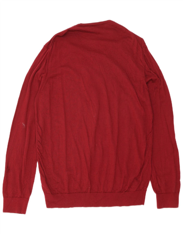 MARKS & SPENCER Herre V-hals sweater 2XL Rød Merinould