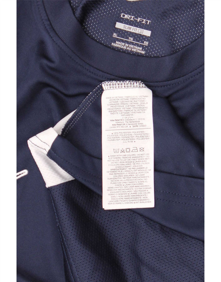 Nike Herre Dri Fit Slim T-Shirt Top XL Marineblå Colourblock Polyester